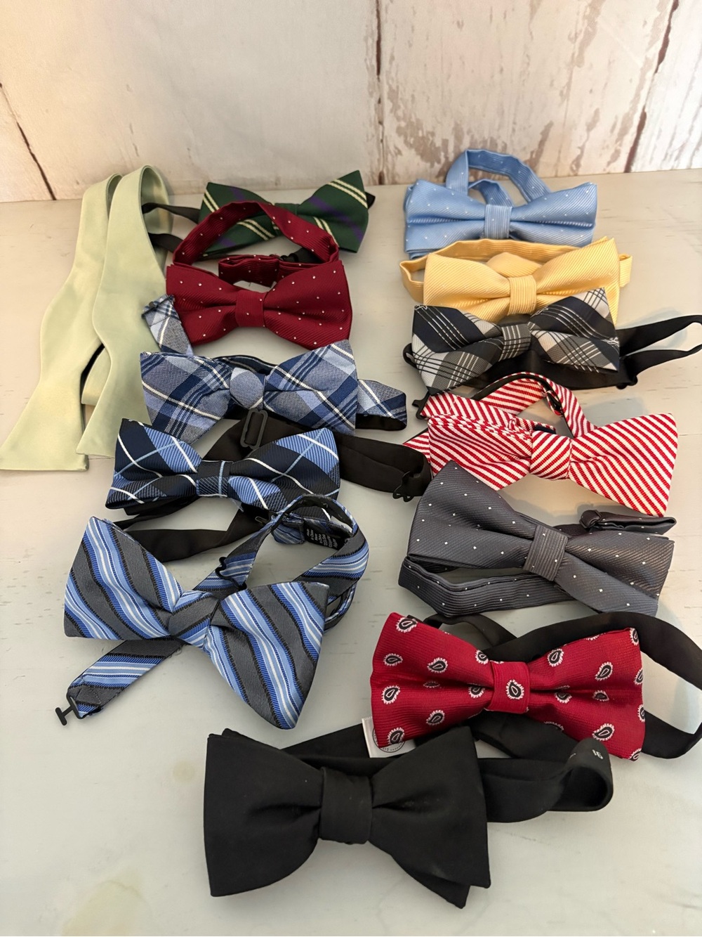 Assorted Bow Tie Set - Red, Blue, Black, Yellow, Gray, Green